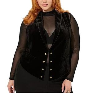 TORRID Stretch Velvet Button‎ Front Vest NWT